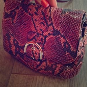 Dark purple snakeskin coach purse