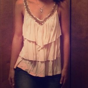 NWOT cream embellished top