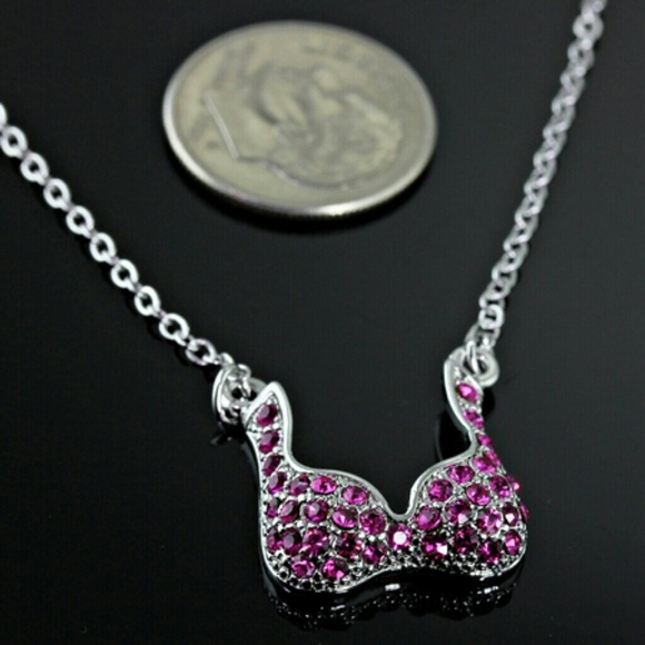 Breast cancer awareness Pink bra necklace