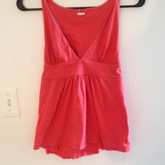 Coral/ pink v neck tank top