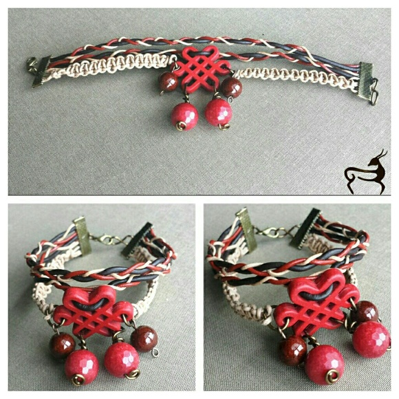 Trendy red braided leather bracelet!