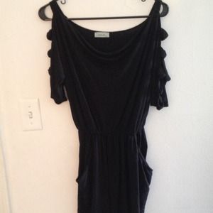 Black knit dress with cut out arms