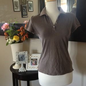 Stone washed polo in brown