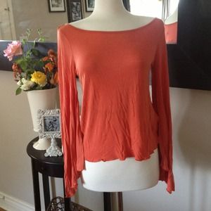Free People butterfly sleeve top in orange