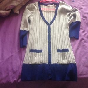 Blue and gray cardigan