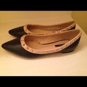 Black and Creme Studded Flats