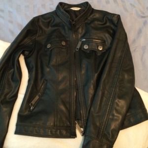 Black (not actually leather) leather Jacket