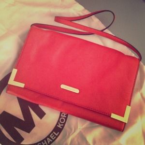 Michael Kors shoulder clutch. Orange/ coral color.