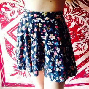 UO Pins and Needles Floral Skater Skirt