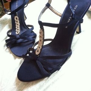Navy and diamond strappy heals