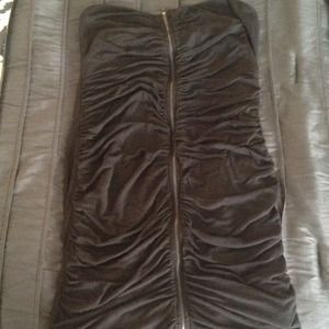 Black strapless dress with zip up front