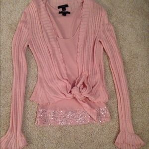 Adorable pink Express sweater and tank with stones