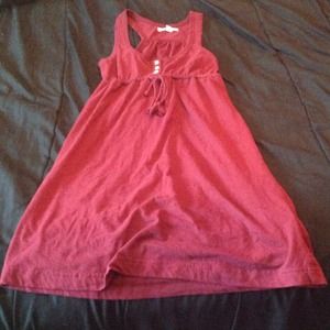 A dark red dress with buttons, racers back.