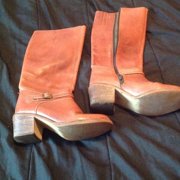 Brown leather boots