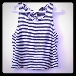 NEW Navy Stripped Crop Top with tie back