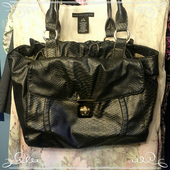 -SOLD- Kathy Van Zeeland black gold snake purse