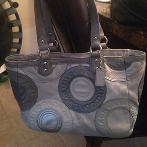 Grey/leather med/lg coach bag..