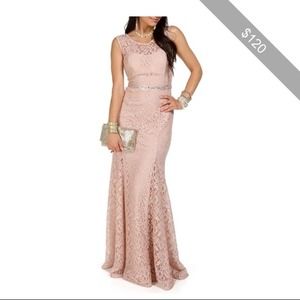 Lace pink formal dress.