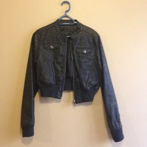 Black Leather Bomber Jacket