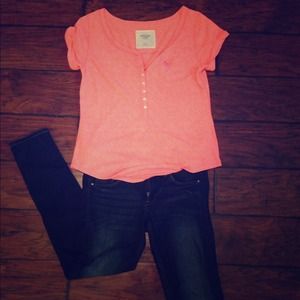 Bright coral Henley