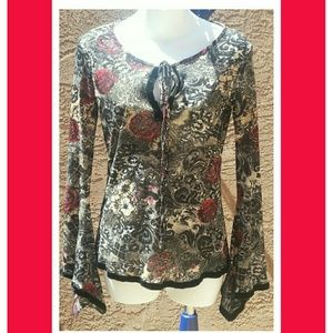 Long sleeve sheer top