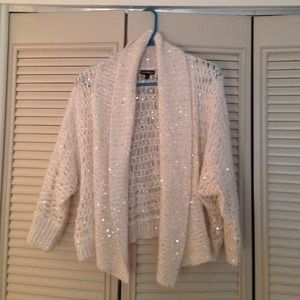 Express Beige Sparkle Sweater. Size Medium