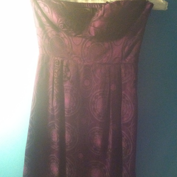 Black and purple floral strapless dress