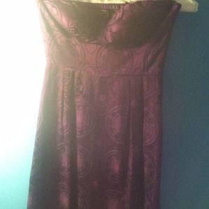 Black and purple floral strapless dress