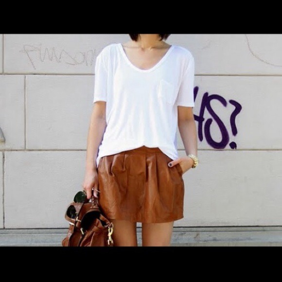 Zara camel leather skirt