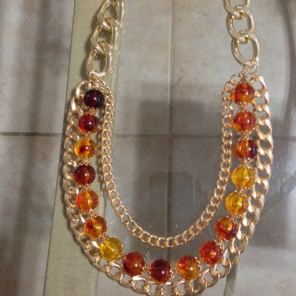M Haskell gold and amber Statement Necklace - Picture 2 of 3