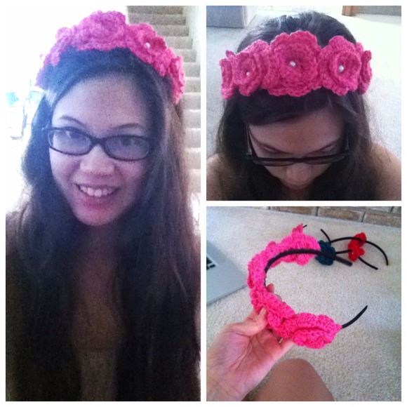 Handmade crochet floral headband "crown"