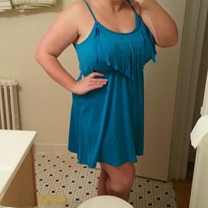 Blue Fringe Top Dress