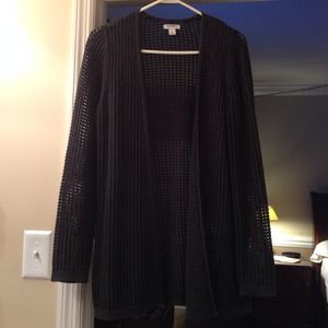 Black "holey" open cardigan sweater