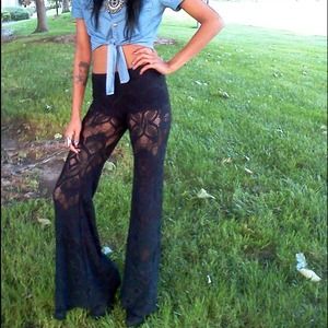 Nightcap Free People lace bell bottom pants
