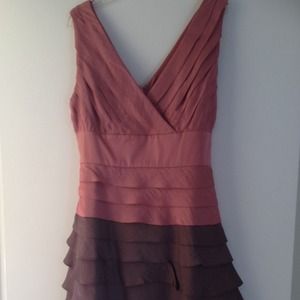Tiered Coral / Brown Layered Dress