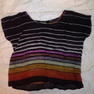 Black and colorful striped shirt