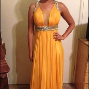 Mango color floor length gown!