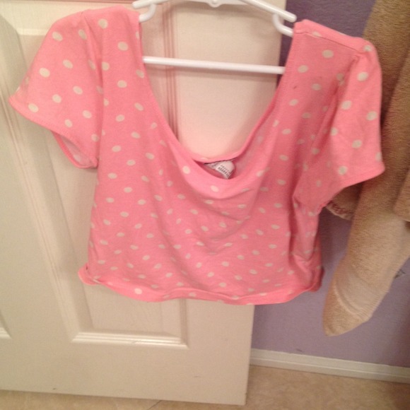 pink poka dot crop top - Picture 2 of 2