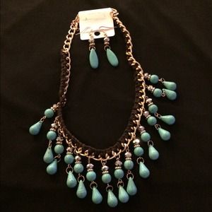 Turquouise necklace set with Earings