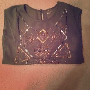 On Hold Until 9/15Sequin green chiffon top