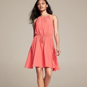 Banana republic petite 00p cinch waist coral dress
