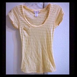 Fitted Yellow Tee w/ Gray Stripes
