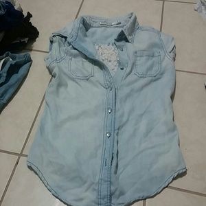 Button up shirt. Lace detail on back