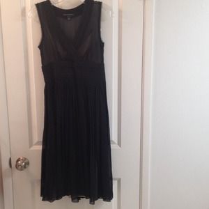 Two piece black dress with nude slip