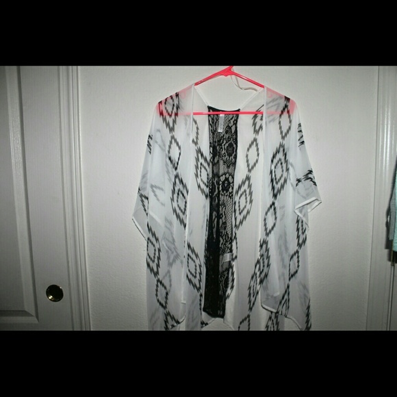 Sheer tribal and lace cardigan