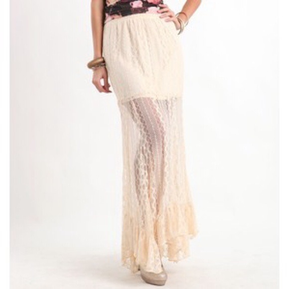 Solid Lace Maxi Skirt