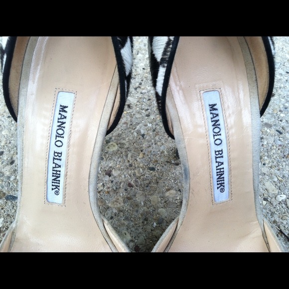 HP 9/3 MANOLO BLAHNIK PONY HAIR CHECKERBOARD PUMPS - Picture 2 of 4