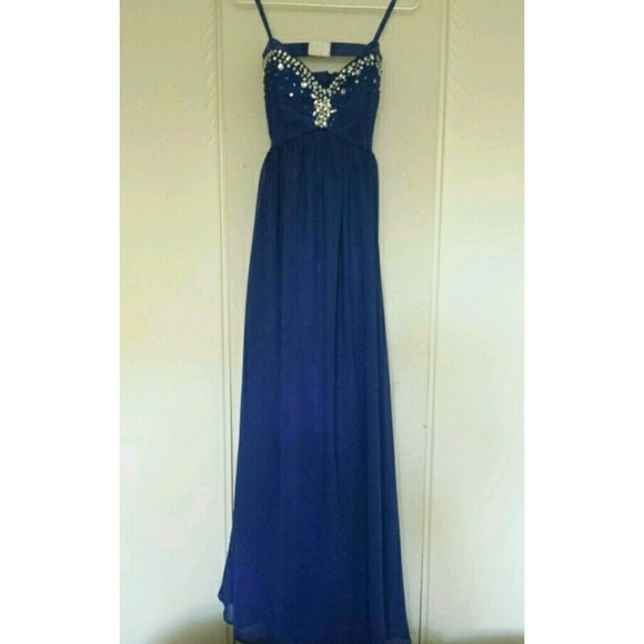 Royal blue beaded prom dress - Picture 1 of 3