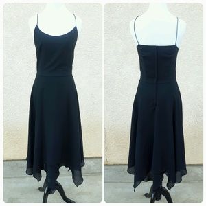 Black Chiffon Spaghetti Strap A-line Dress