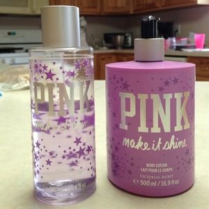 PINK body mist and lotion